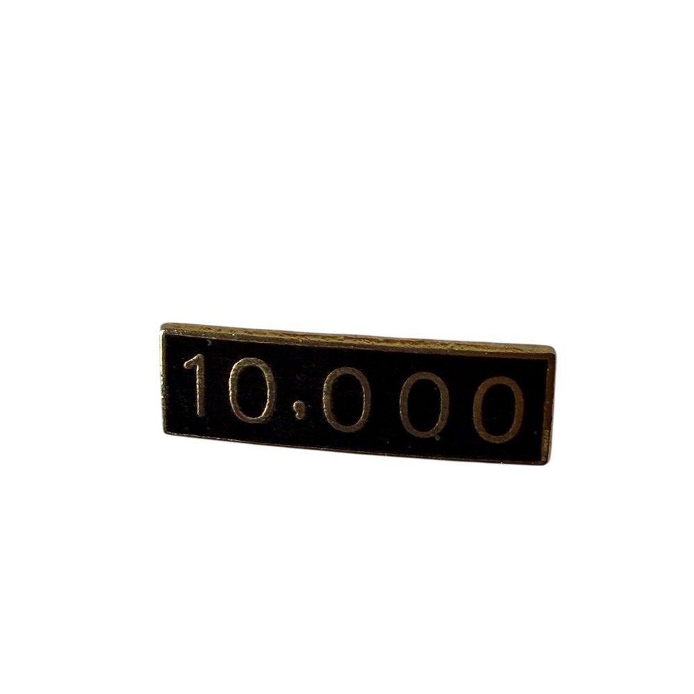 Vtg 10000 Achievement Service Award Lapel Pin Gold Tone Black Enamel Rectangle